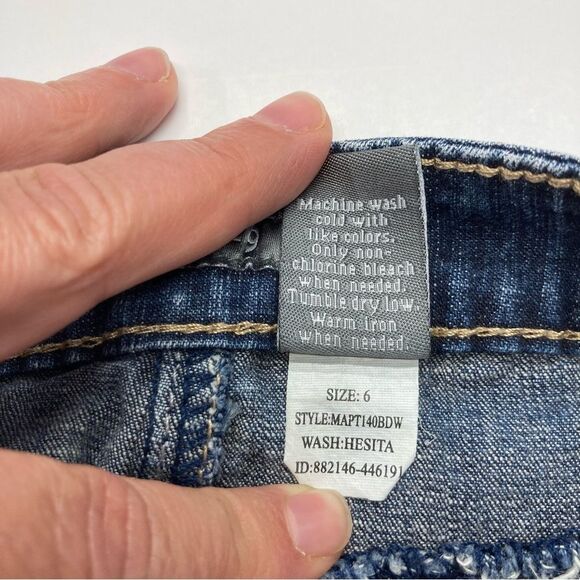 Apt 9 Denim Pencil Skirt SZ 6 5 Pocket Button Zipper Closure Back Slit Indigo - Picture 6 of 8